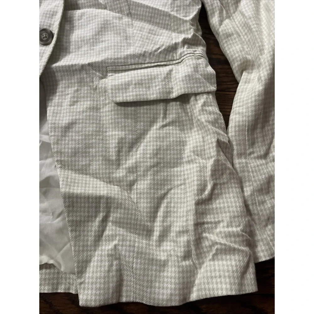 Bagatelle Blazer Jacket XL Tan Houndstooth Linen Blend Quiet Luxury Coastal Chic